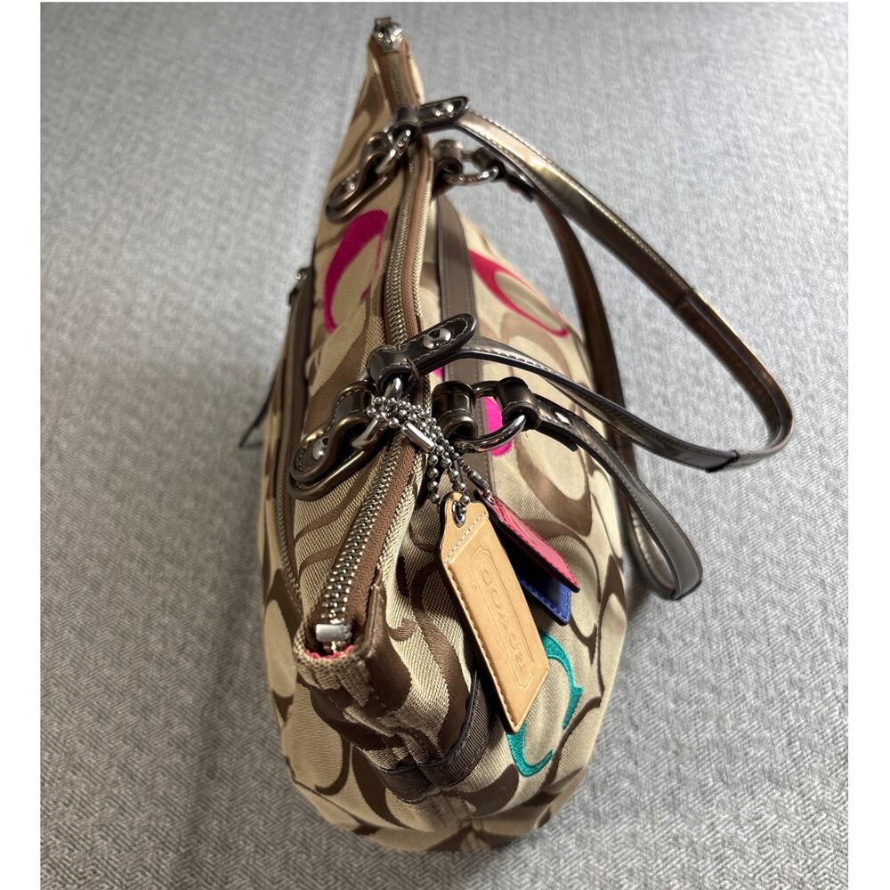 Coach Bag Poppy Embroidered Glam Tote Shoulder Purse H1282-21188 - Picture 7 of 16
